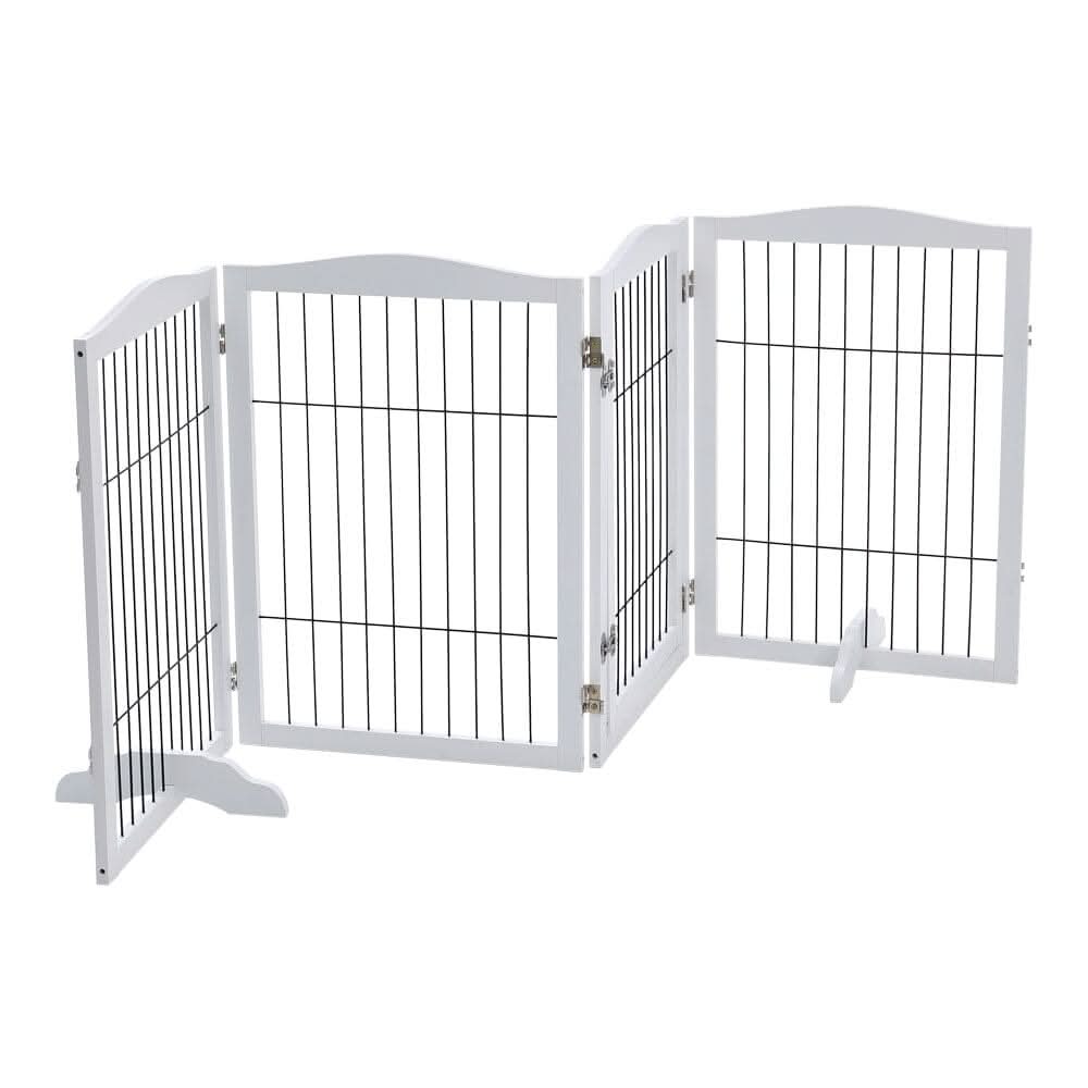80cm Height Freestanding Wooden Pet Playpen 4-Panel