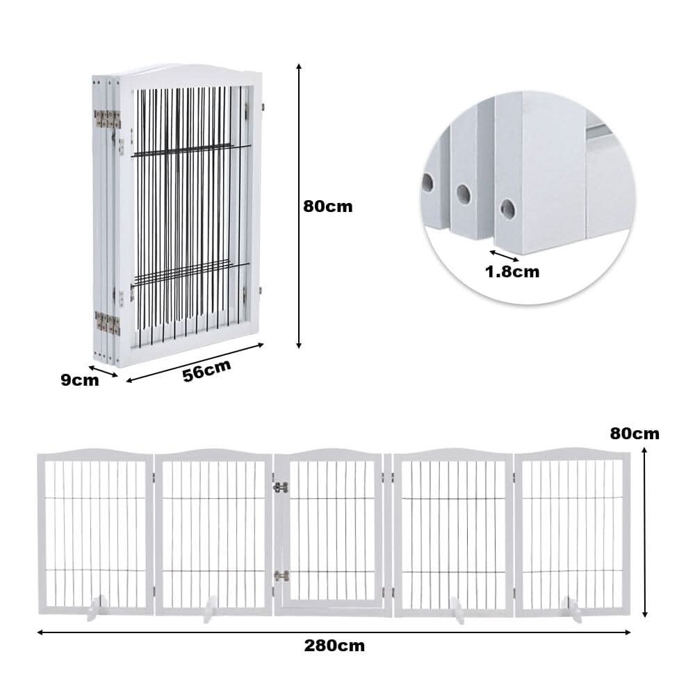 80cm Height Freestanding Wooden Pet Playpen 4-Panel