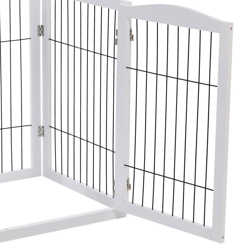 80cm Height Freestanding Wooden Pet Playpen 4-Panel