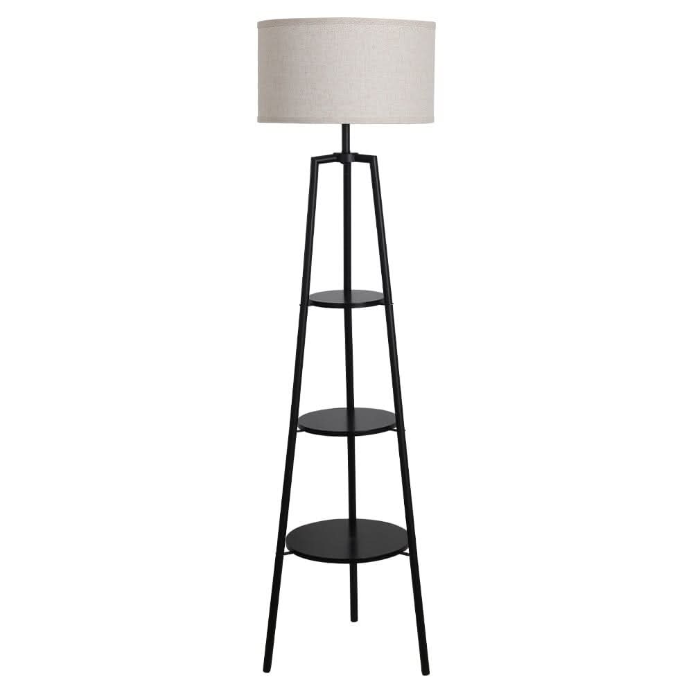 Elegant Round Shelf Lamp with Fabric Shade