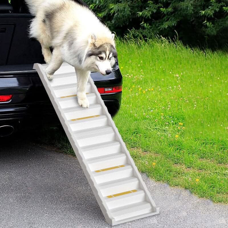 Folding Portable Dog Pet Stairs Ramp White