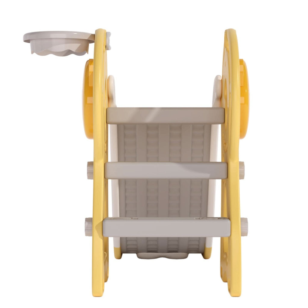 2-in-1 Sturdy Toddler Slide with Basketball Hoop for Indoor Outdoor