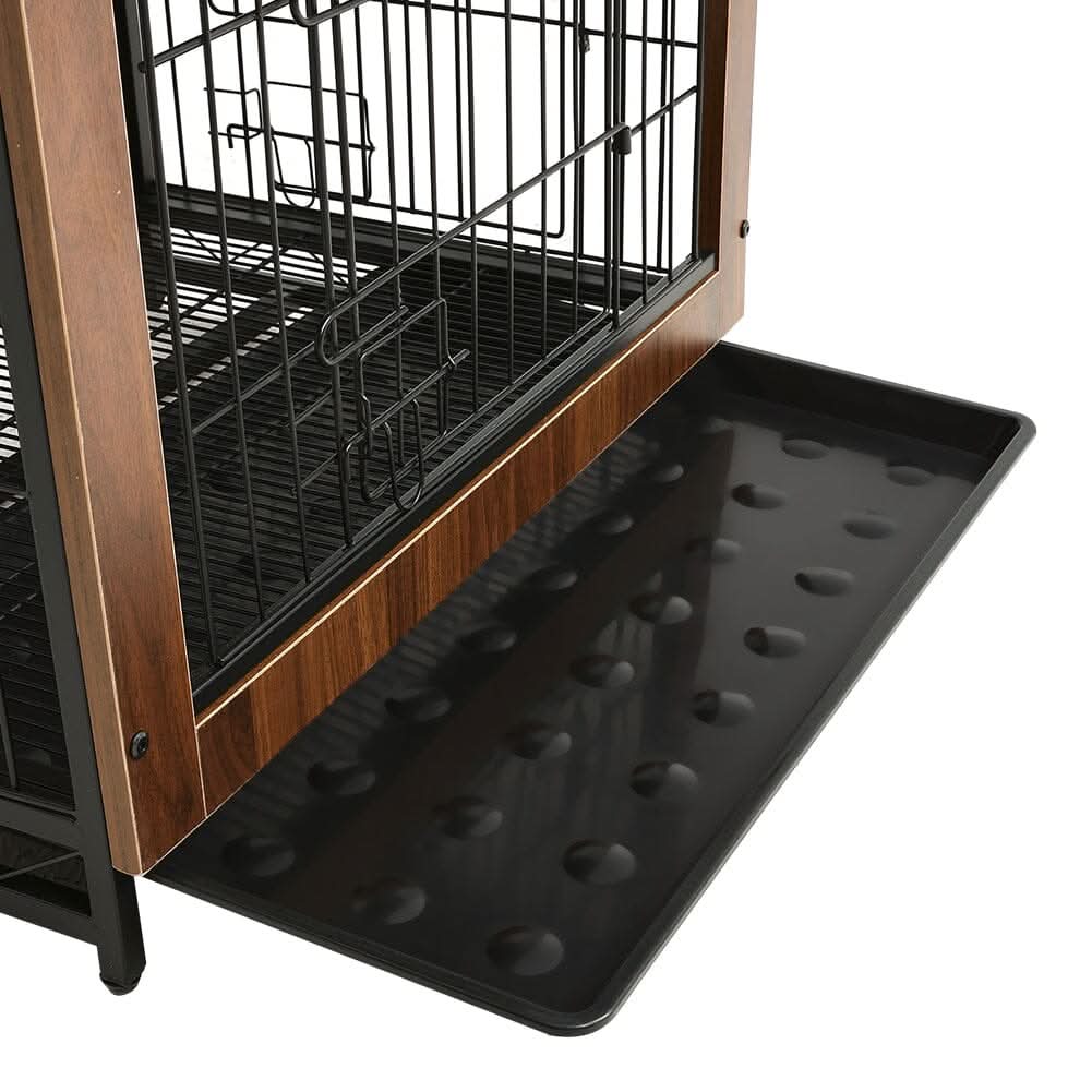 Brown Wooden Wire Dog Crate Pet Cage