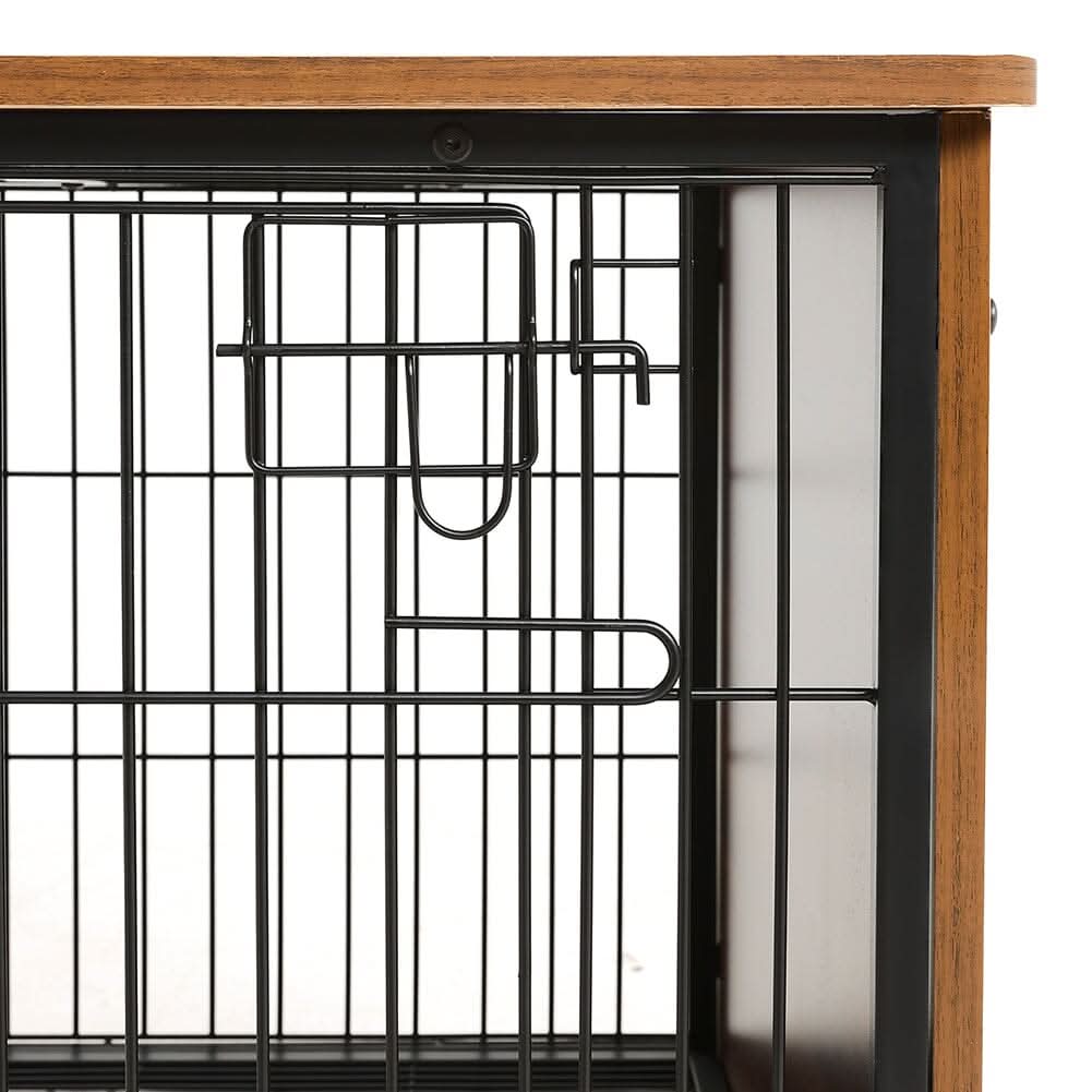 Brown Wooden Wire Dog Crate Pet Cage
