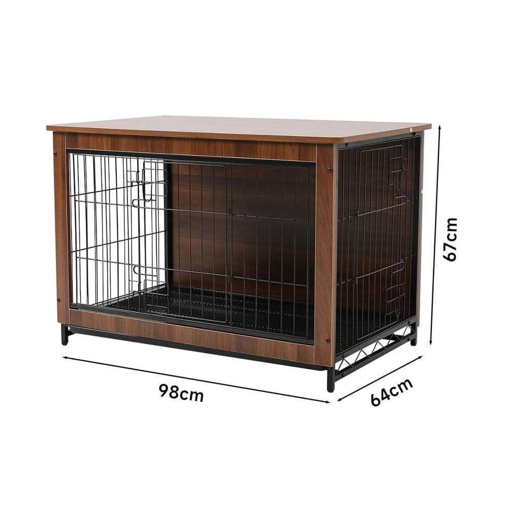 Brown Wooden Wire Dog Crate Pet Cage
