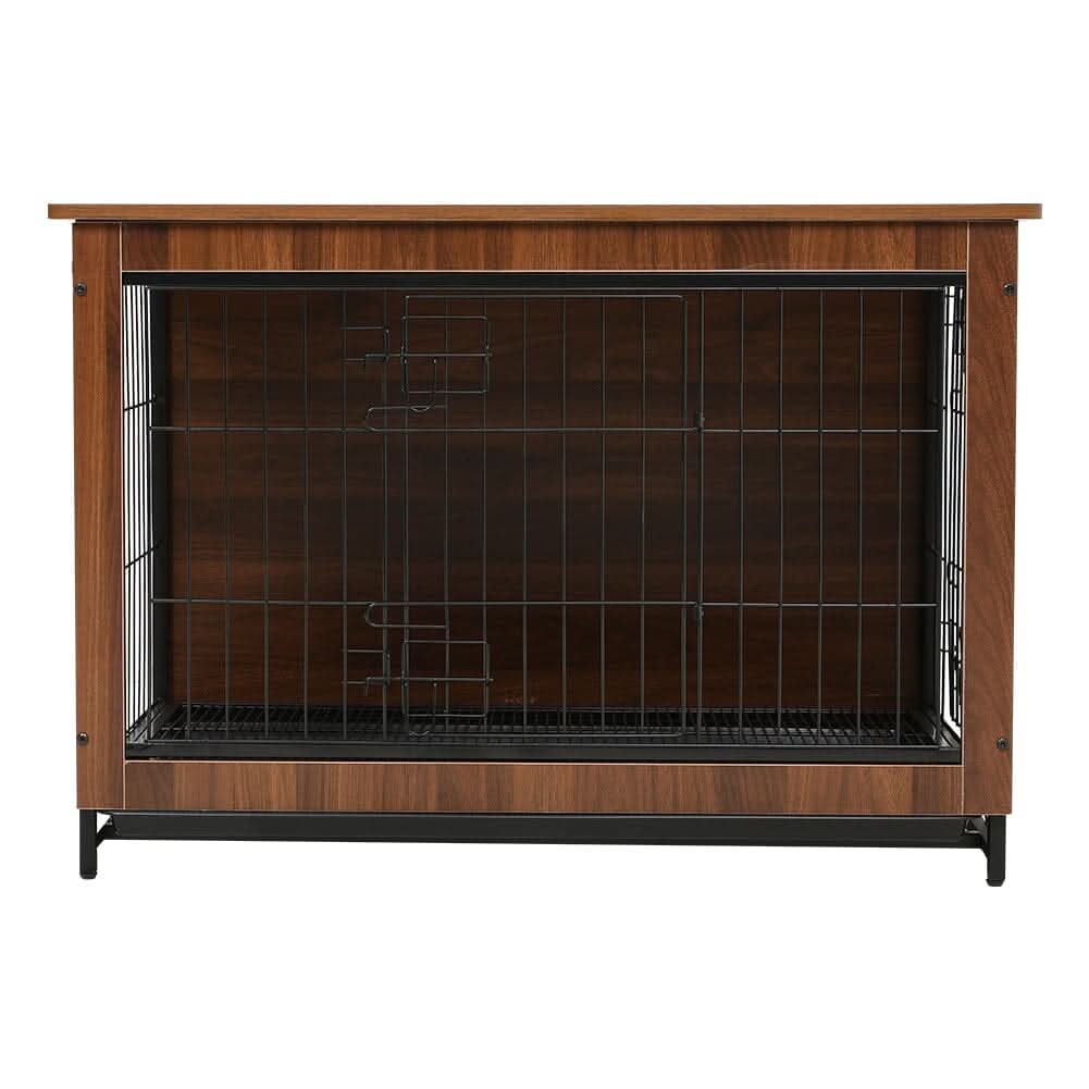 Brown Wooden Wire Dog Crate Pet Cage