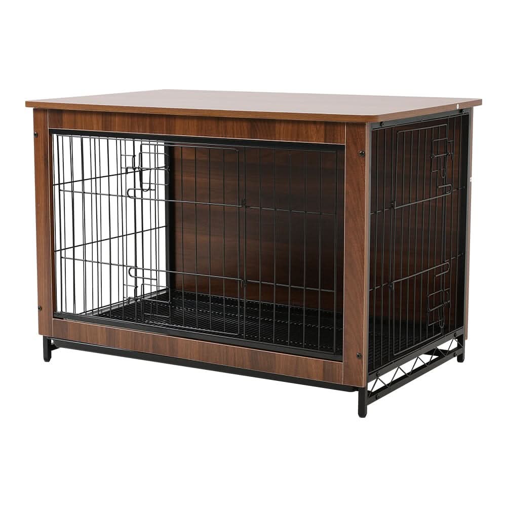Brown Wooden Wire Dog Crate Pet Cage