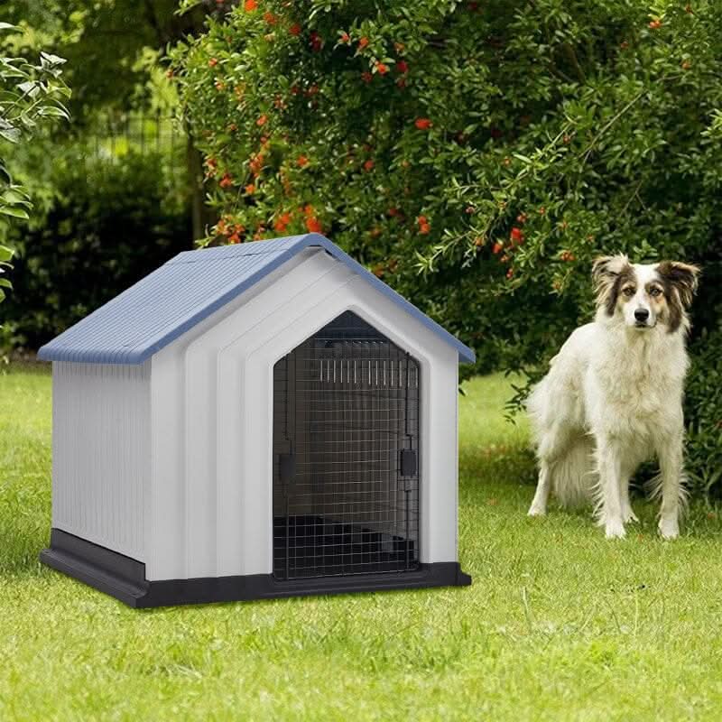 Small Blue Plastic Pet House with Iron Door