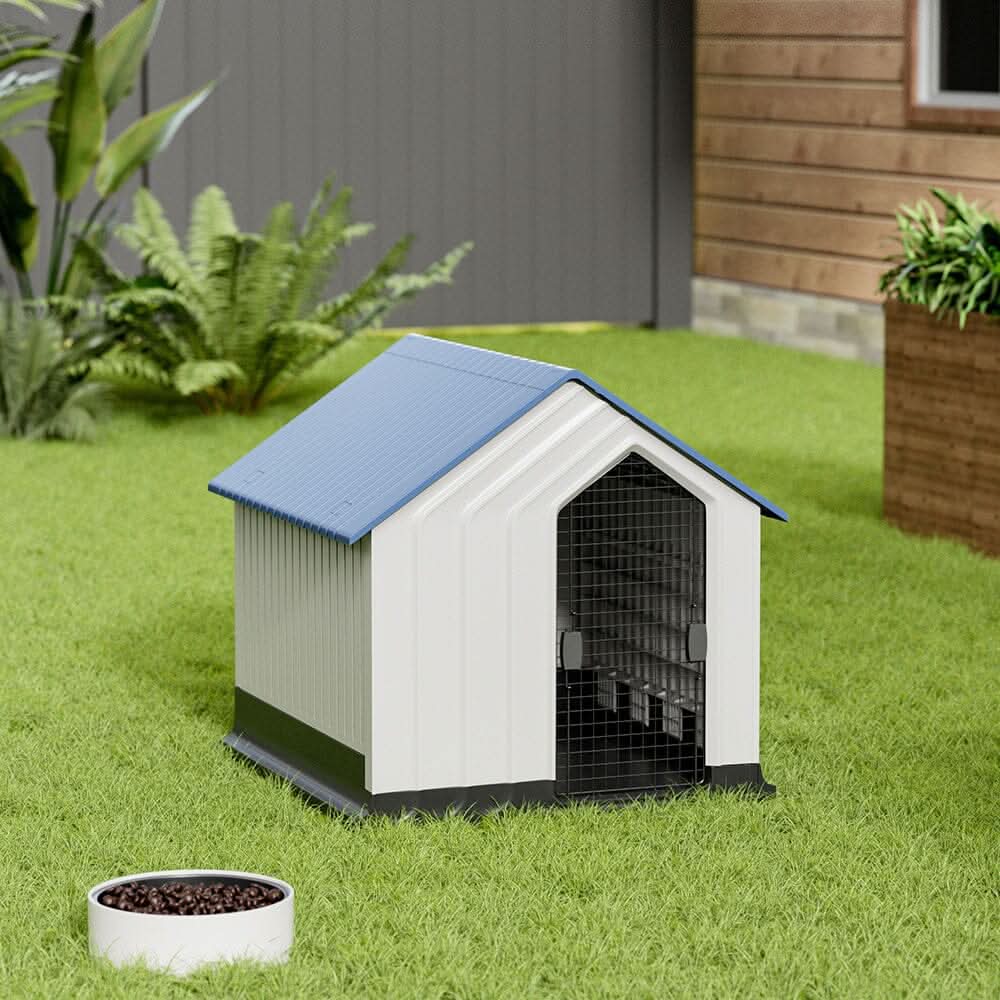 Small Blue Plastic Pet House with Iron Door