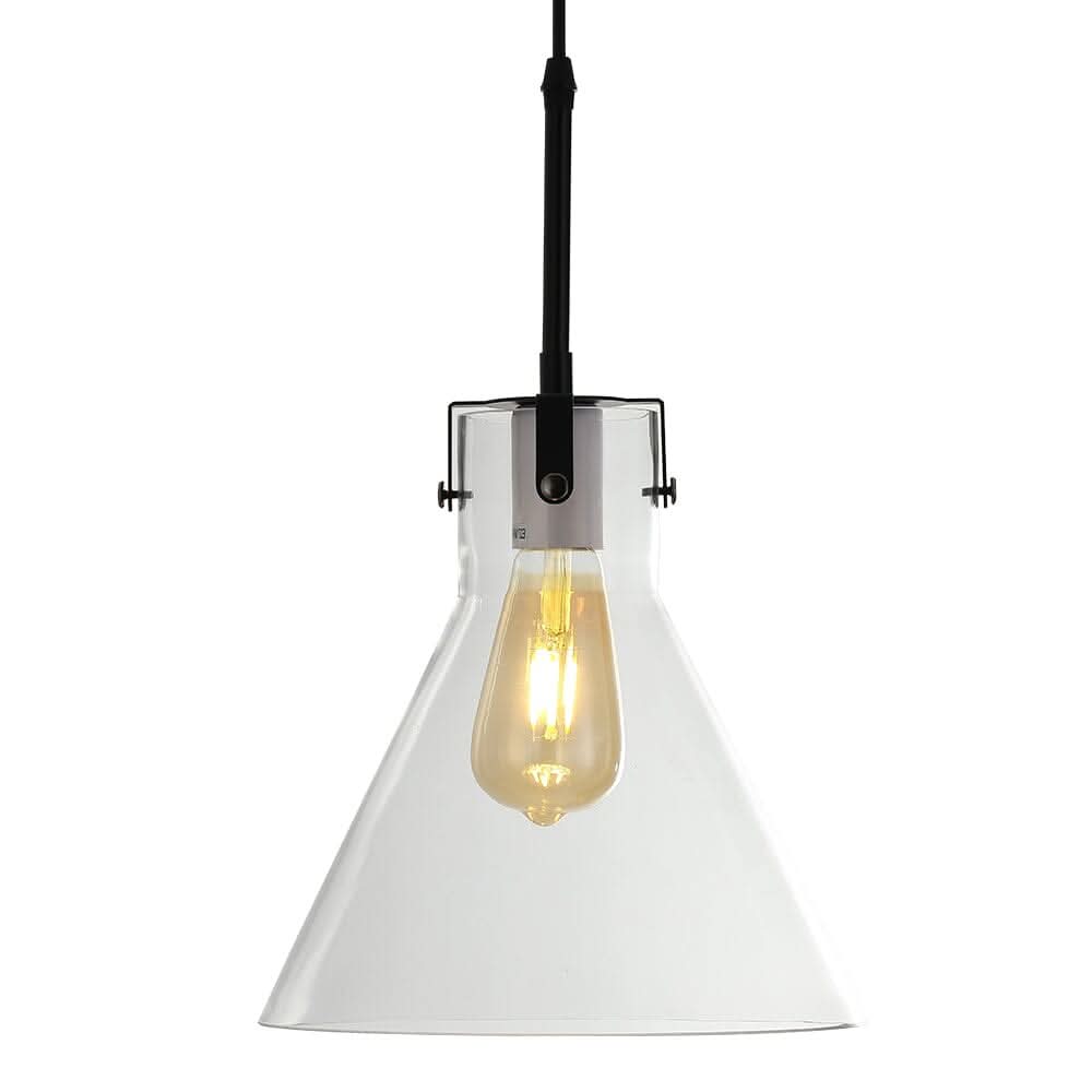 Modern Style Transparent Black Glass Single Light Pendant Light