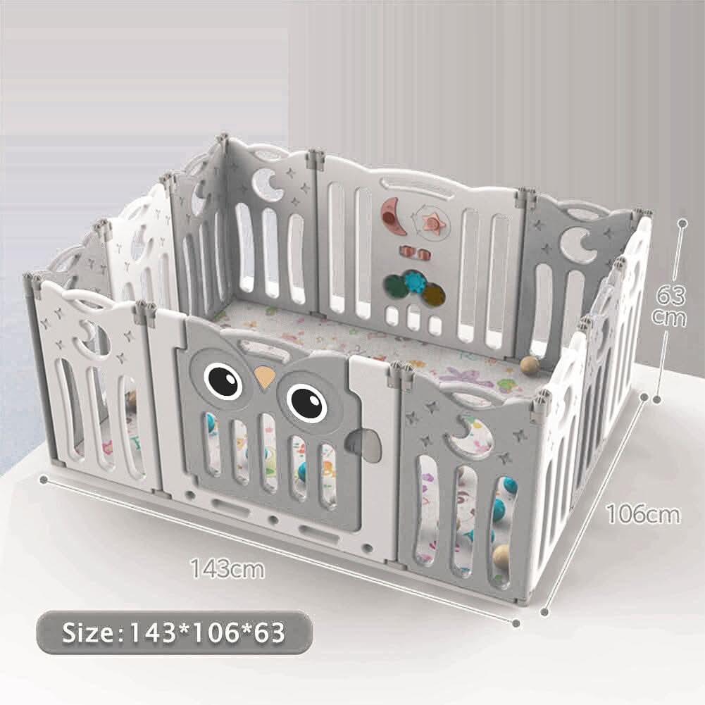 Owl Playpen with Crawling Mat and Ocean Balls