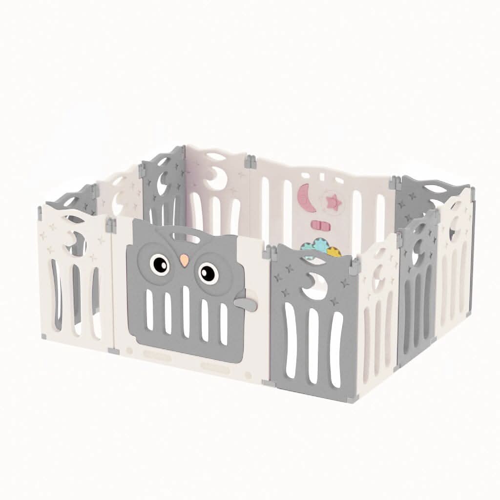 Owl Playpen with Crawling Mat and Ocean Balls