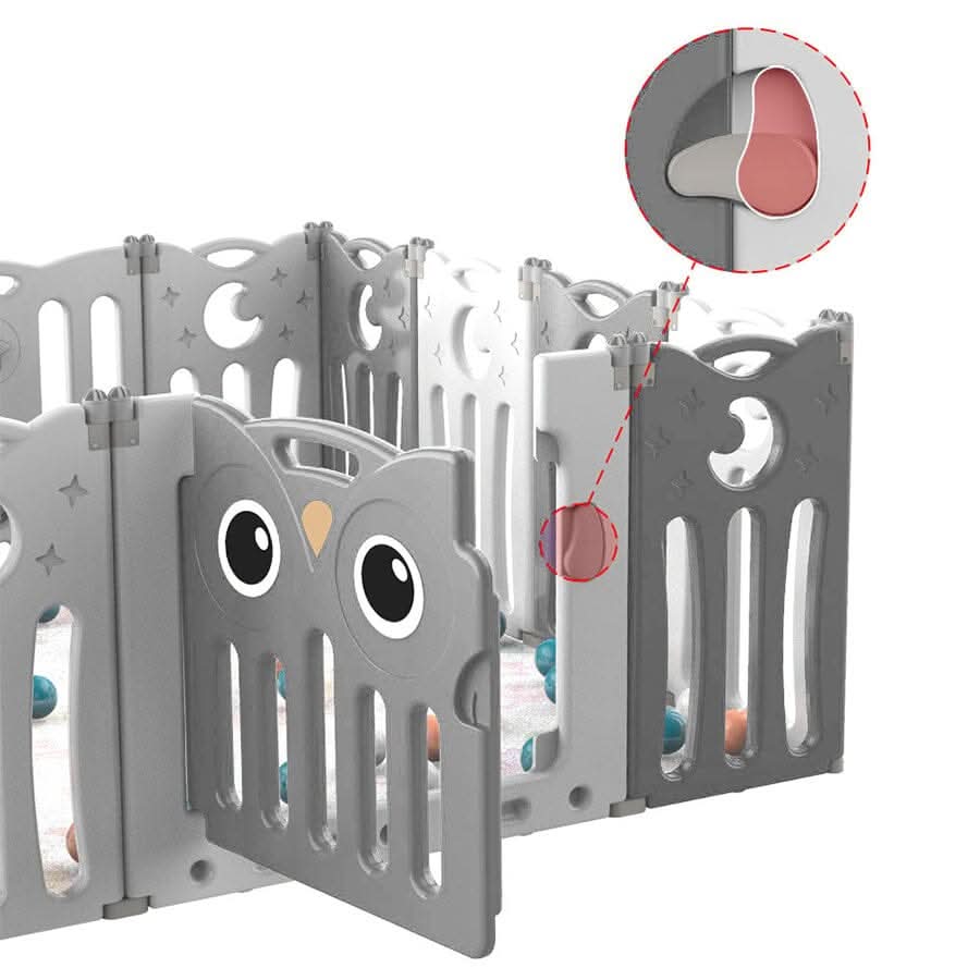 Owl Playpen with Crawling Mat and Ocean Balls