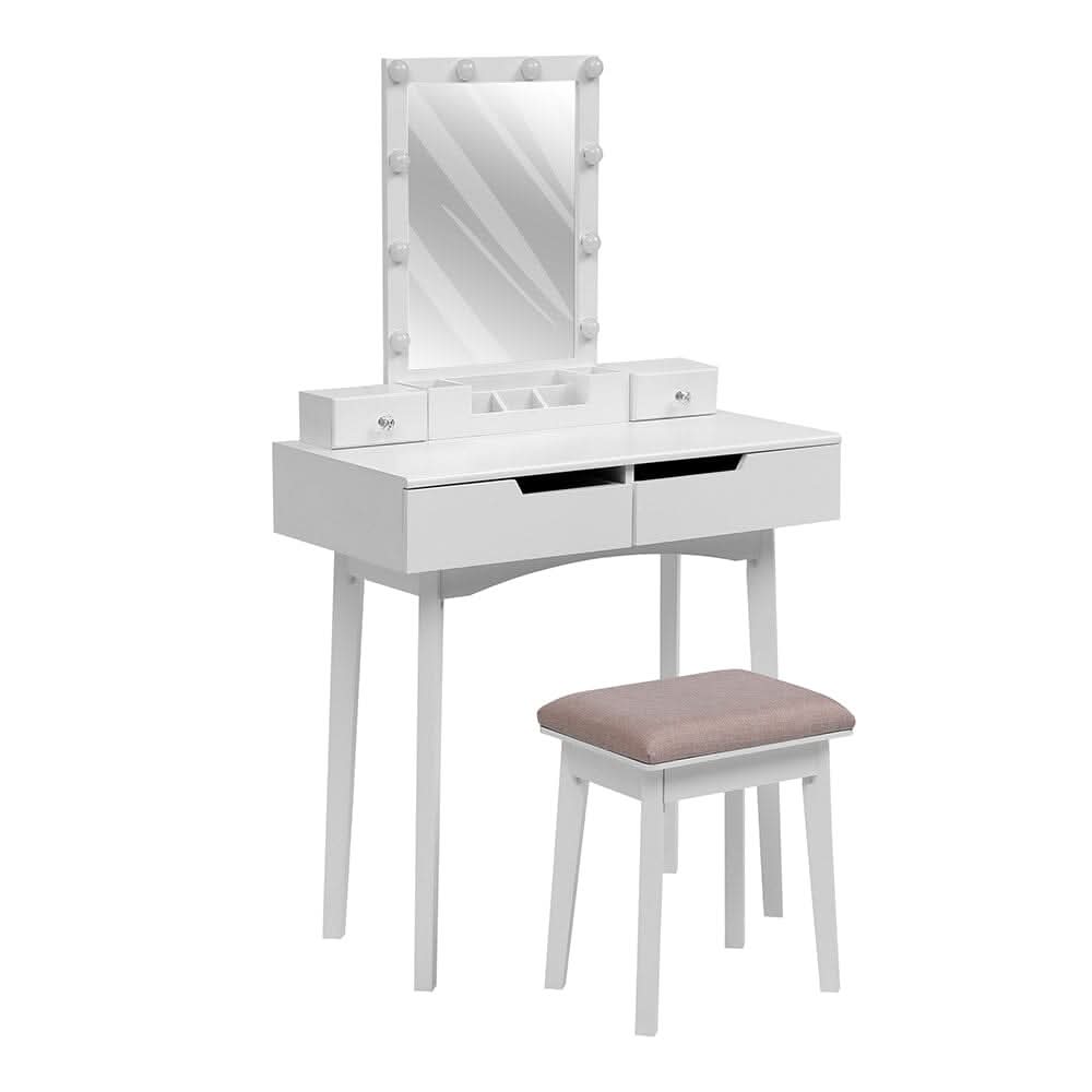 137cm H Modern Makeup Desk Set with Lighted Mirror and Stool