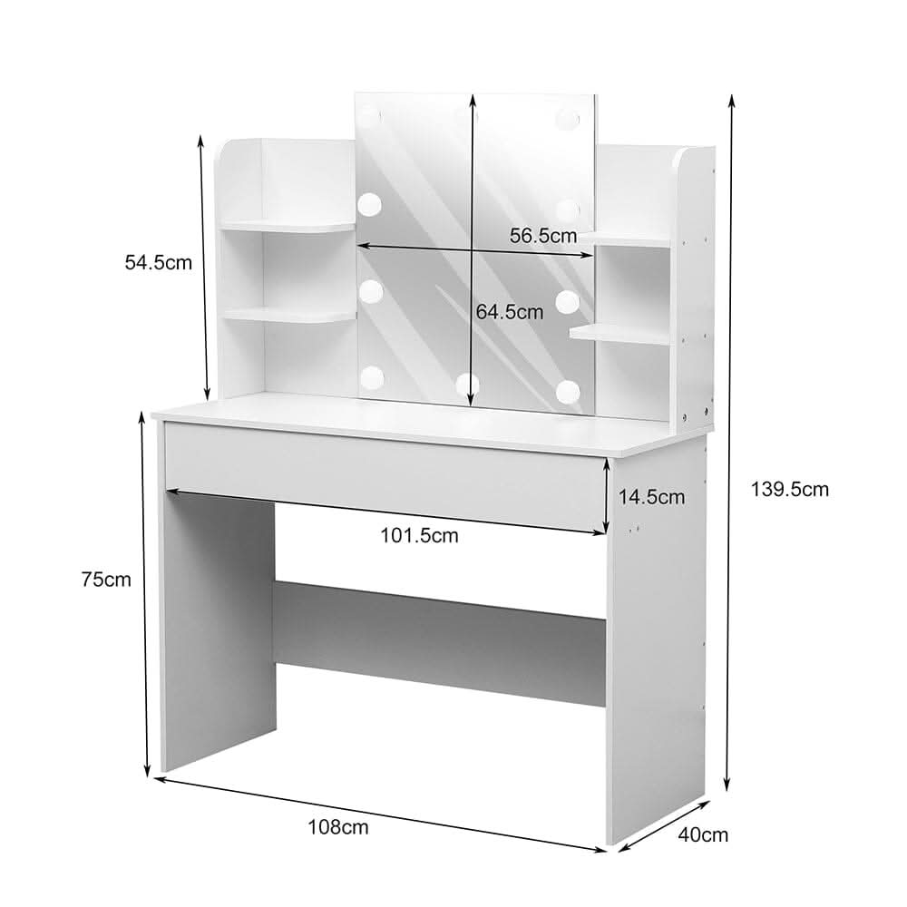 139.5cm H Modern Hollywood Vanity Desk with Lighted Mirror