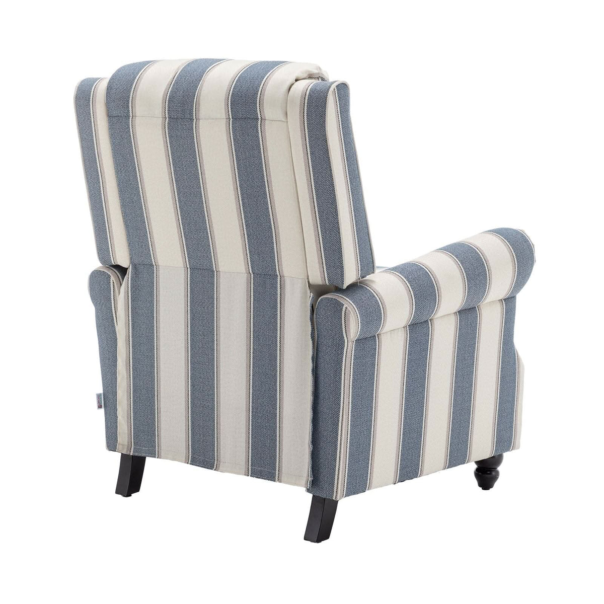 Stripe Linen Push Back Recliner Chair With Solid Wooden Legs
