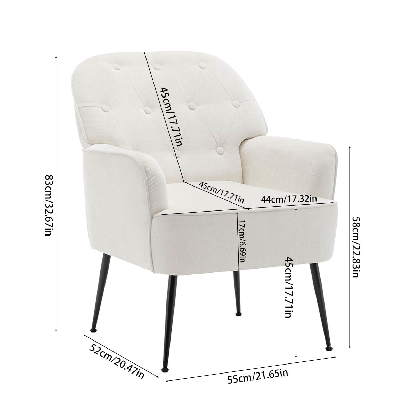 Chenille Accent Chair with Metal Legs & Quick Pin Assembly