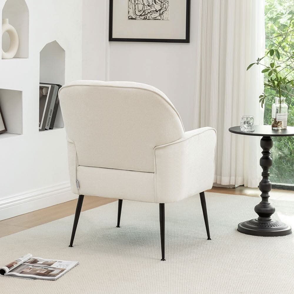 Chenille Accent Chair with Metal Legs & Quick Pin Assembly