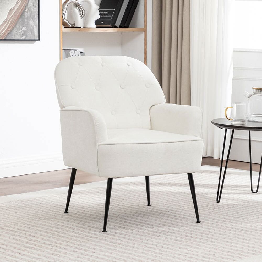 Chenille Accent Chair with Metal Legs & Quick Pin Assembly