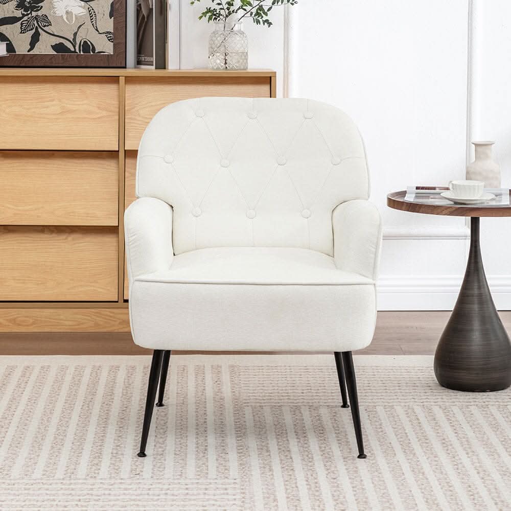Chenille Accent Chair with Metal Legs & Quick Pin Assembly
