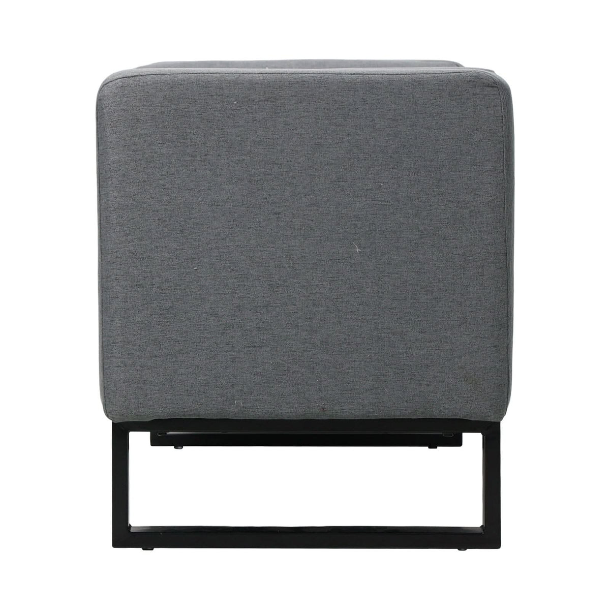 Grey Linen Storage Bench with Lift Up Seat and Iron Base