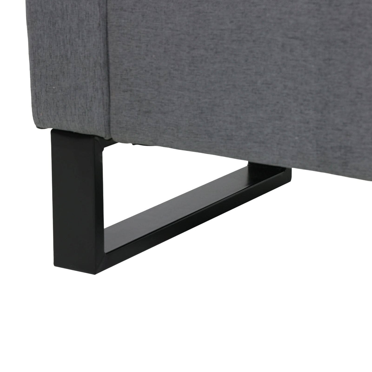 Grey Linen Storage Bench with Lift Up Seat and Iron Base