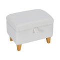 Compact Teddy Fabric Storage Ottoman with Lift-Up Seat and Solid Wood Legs