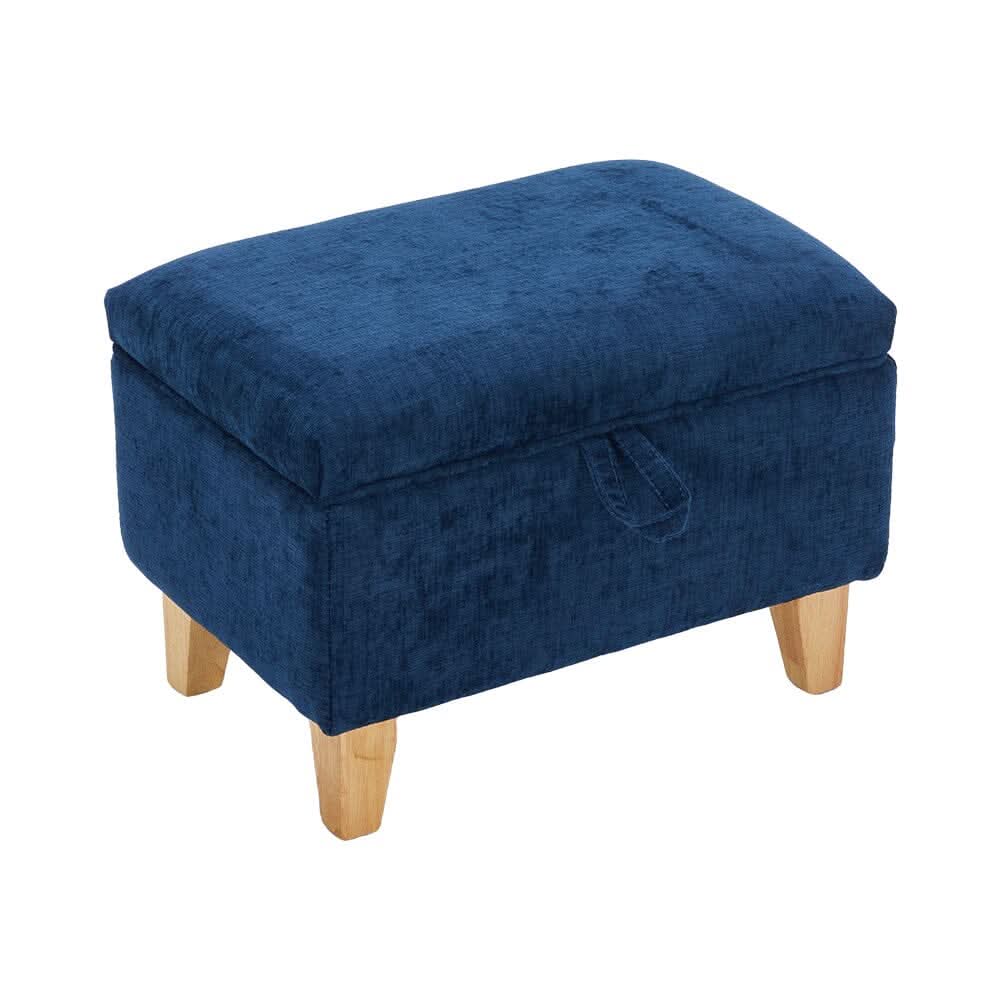 Compact Teddy Fabric Storage Ottoman with Lift-Up Seat and Solid Wood Legs