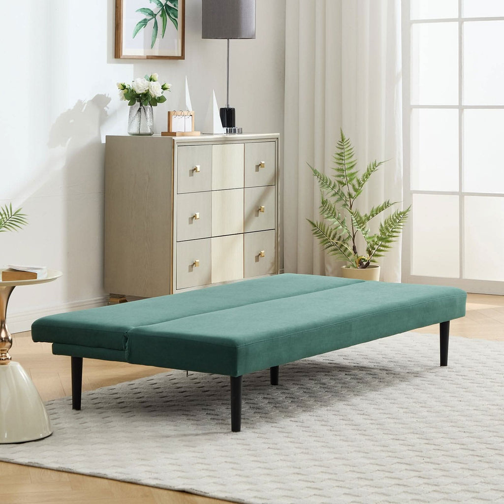 Convertible Sofa Bed with Dot Velvet Upholstery and Plastic Legs