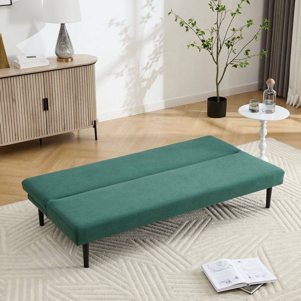 Convertible Sofa Bed with Dot Velvet Upholstery and Plastic Legs