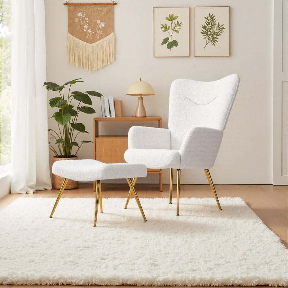 White Lamb Wool Accent Chair Series