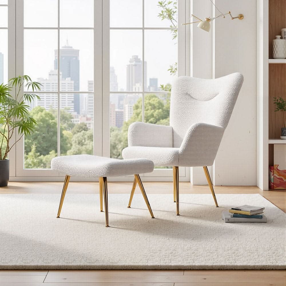 White Lamb Wool Accent Chair Series
