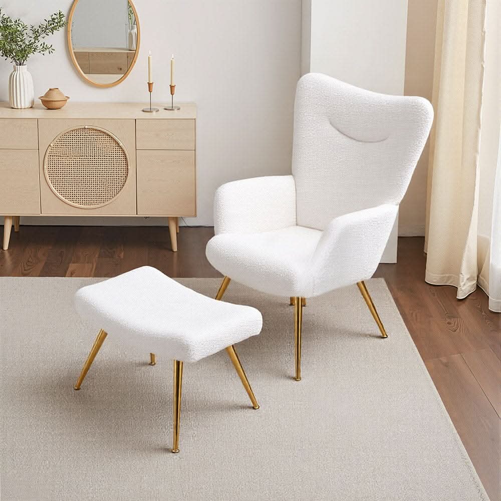 White Lamb Wool Accent Chair Series
