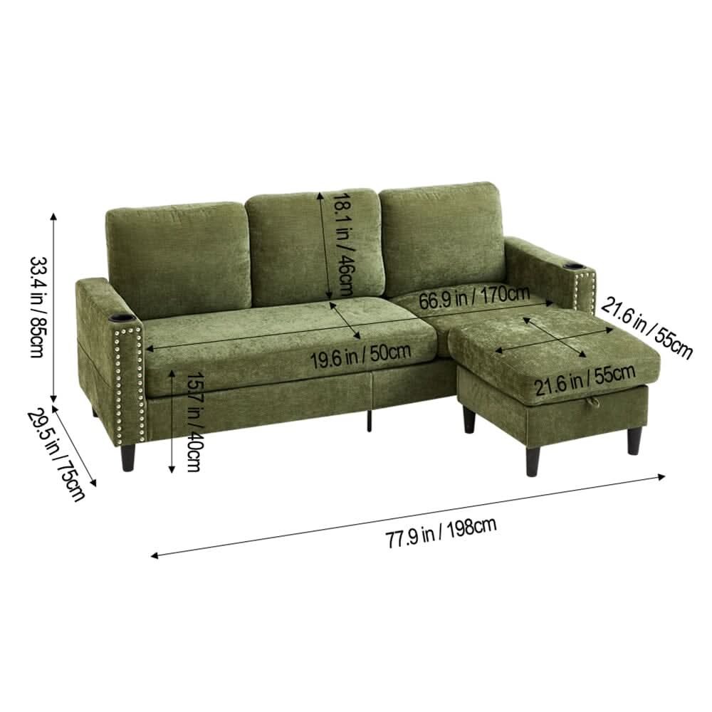 Plush Upholstered 3-Seater Sofa With Reinforced Frame