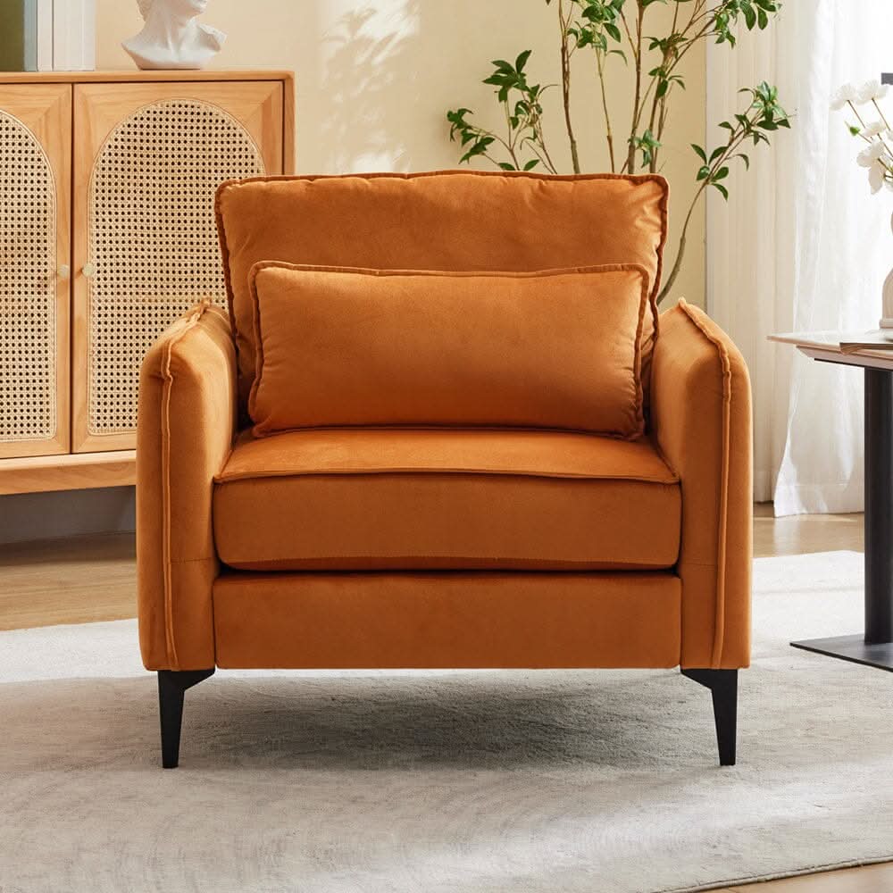 Upholstered Accent Chair (Model 02) With Detachable Pillow & Lumbar Support