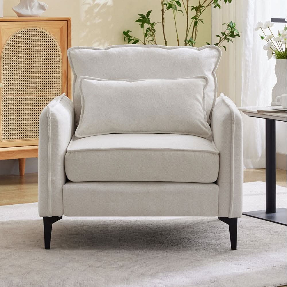 Upholstered Accent Chair (Model 02) With Detachable Pillow & Lumbar Support