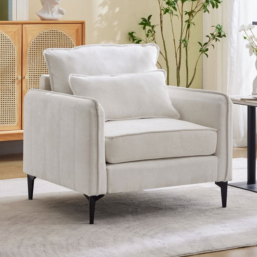 Upholstered Accent Chair (Model 02) With Detachable Pillow & Lumbar Support