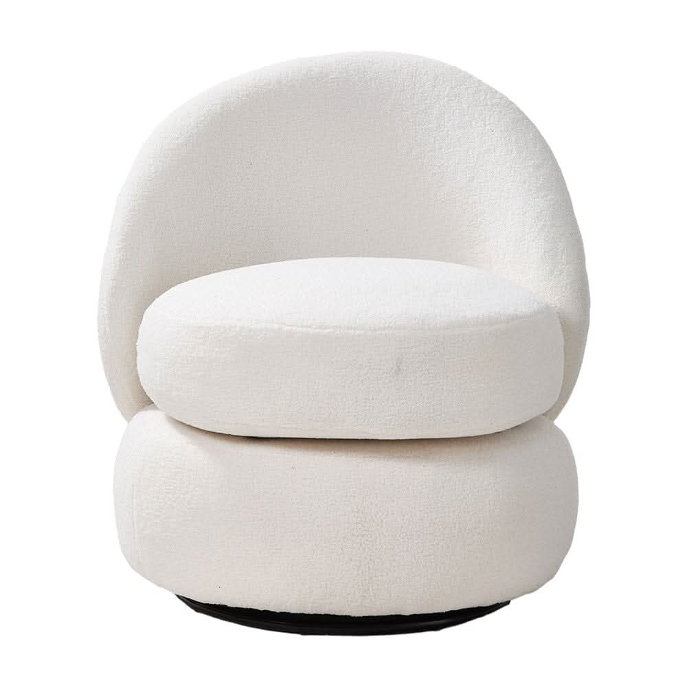White Teddy Fleece Swivel Accent Chair