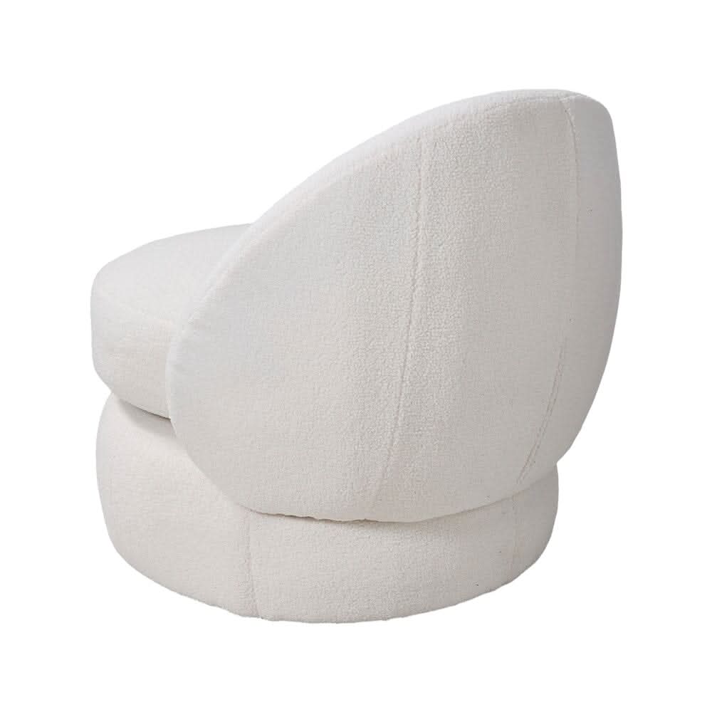 White Teddy Fleece Swivel Accent Chair