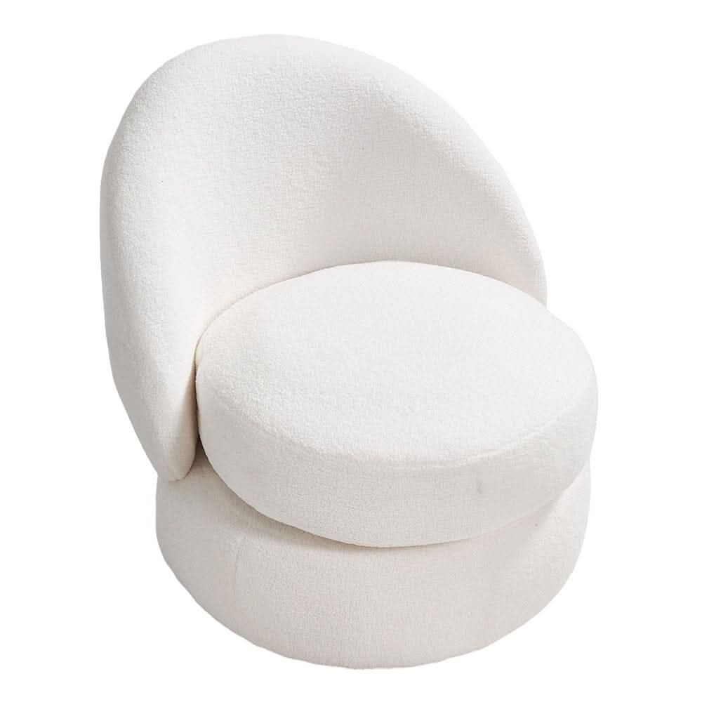White Teddy Fleece Swivel Accent Chair