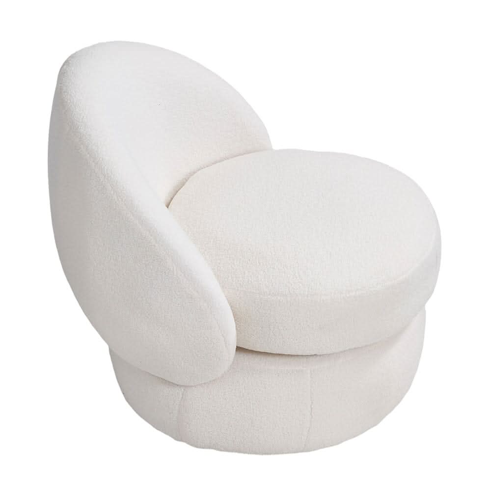 White Teddy Fleece Swivel Accent Chair