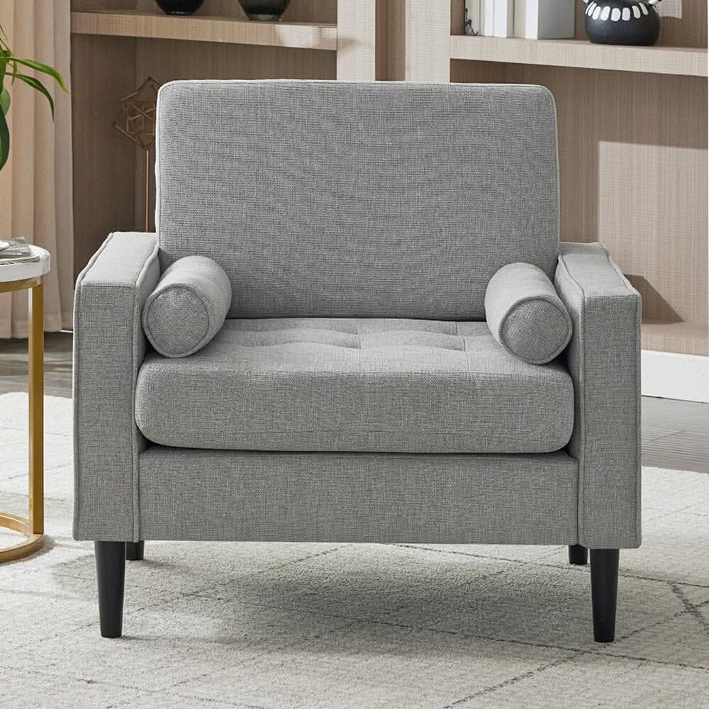 Upholstered Accent Chair (Model 06) With Detachable Pillows & Reinforced Frame