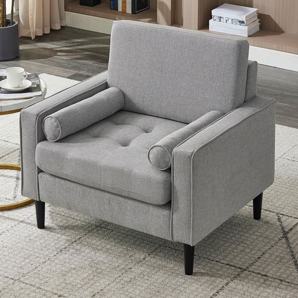 Upholstered Accent Chair (Model 06) With Detachable Pillows & Reinforced Frame