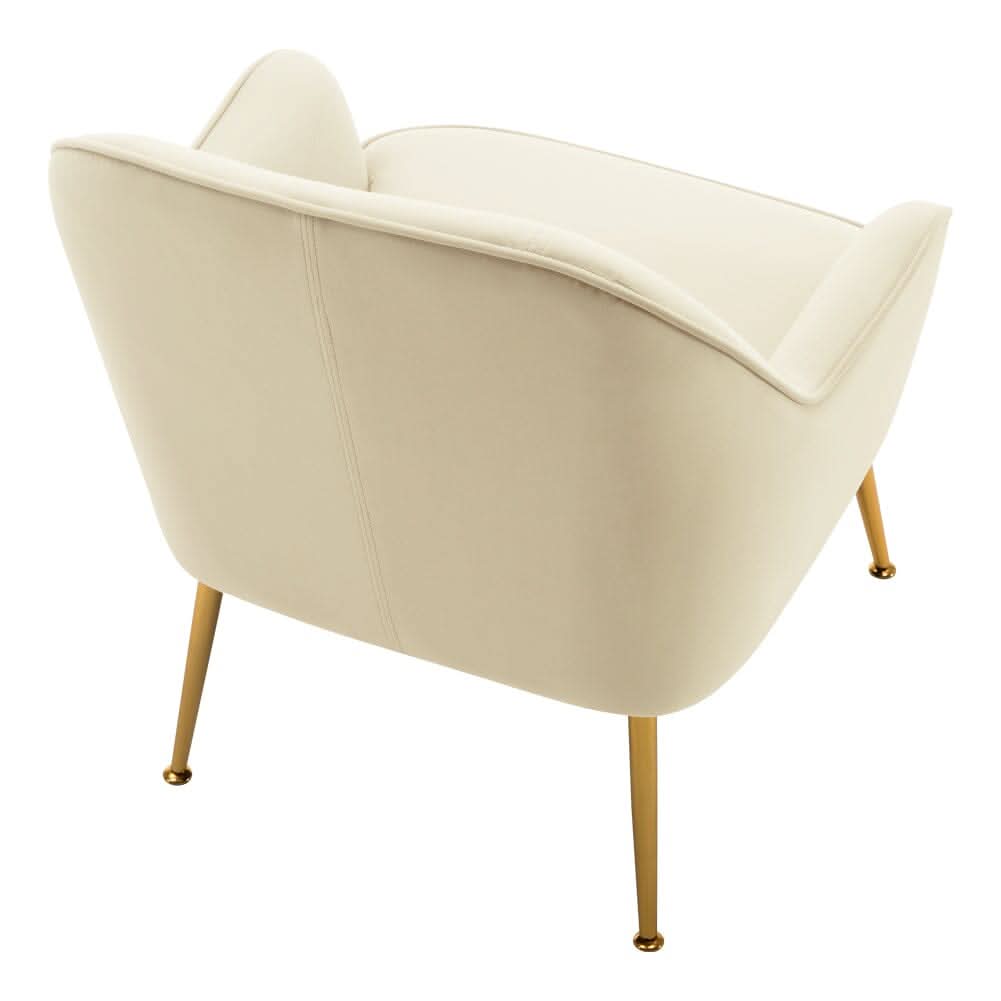 Off-White Fleece Accent Chair with Gold Plated Legs