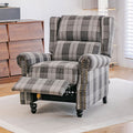 Linen Recliner Chair with Round Front Legs and Adjustable Foot Nails