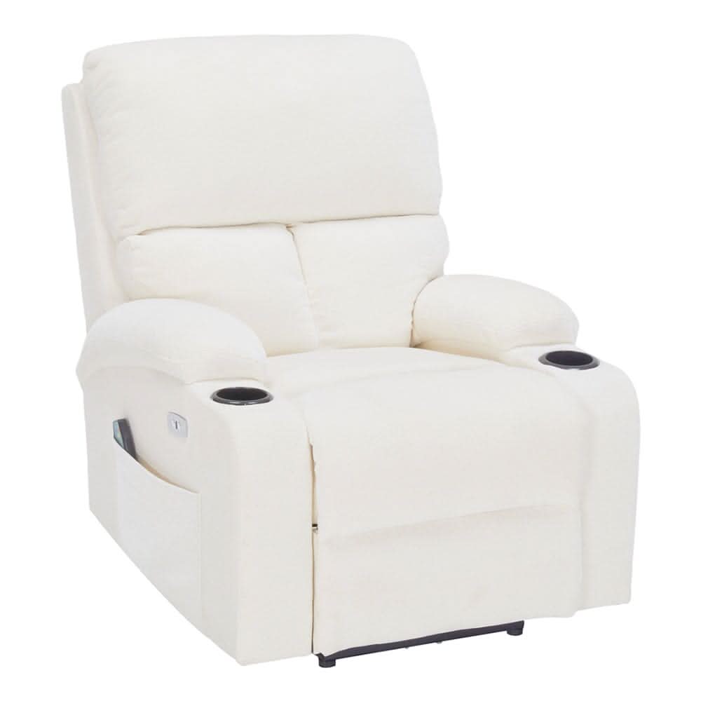 Electric Recliner Sofa with 8-Point Massage Heating Function and Cup Holders