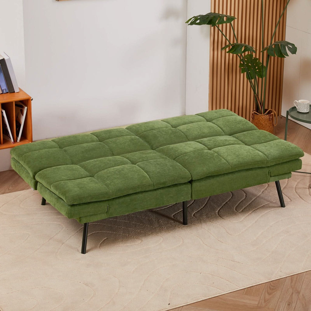 Adjustable Sofa Bed with Tufted Upholstery and Foldable Armrests