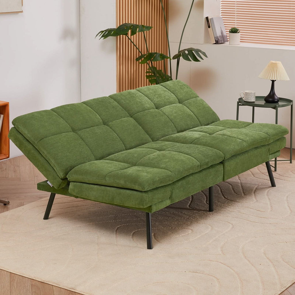Adjustable Sofa Bed with Tufted Upholstery and Foldable Armrests