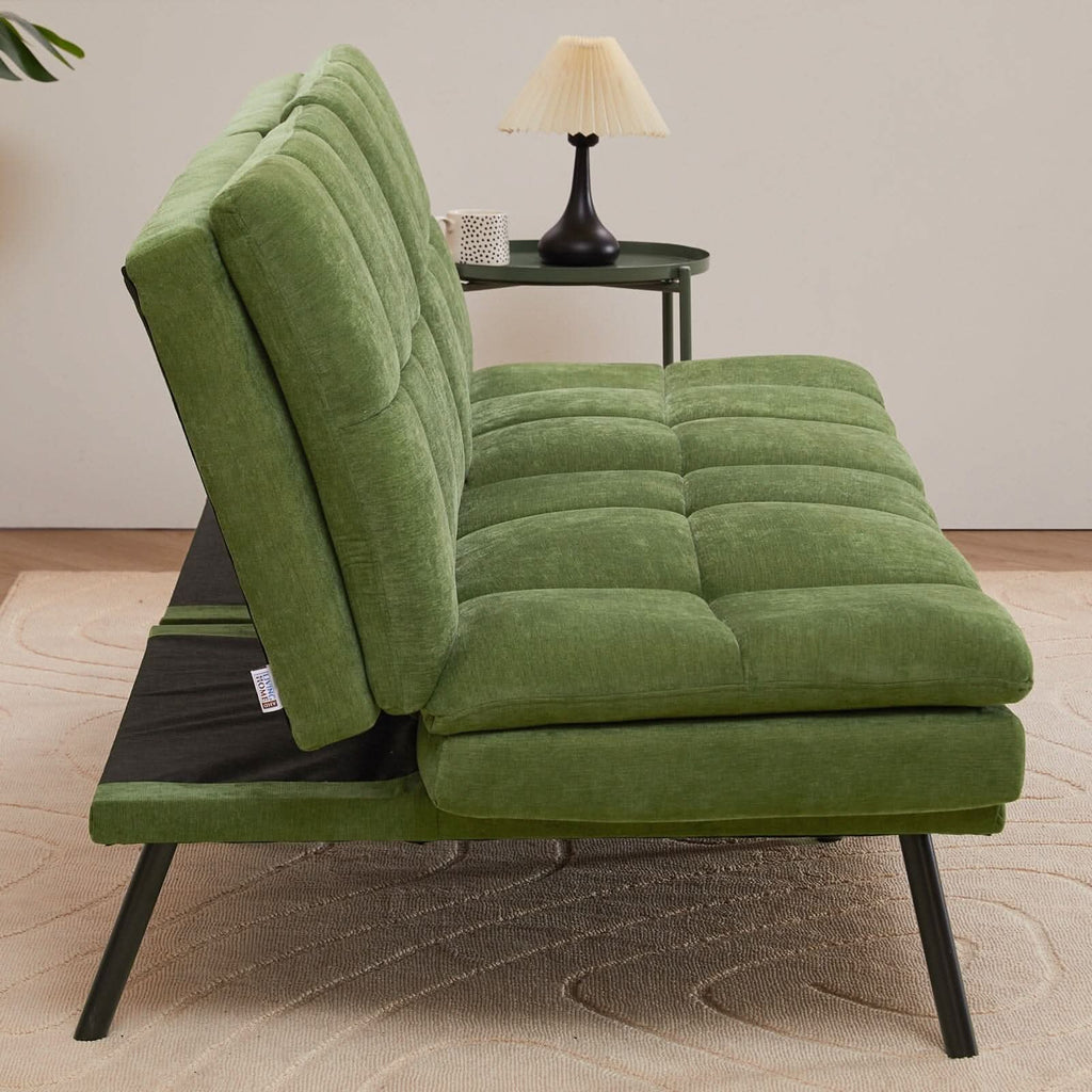Adjustable Sofa Bed with Tufted Upholstery and Foldable Armrests