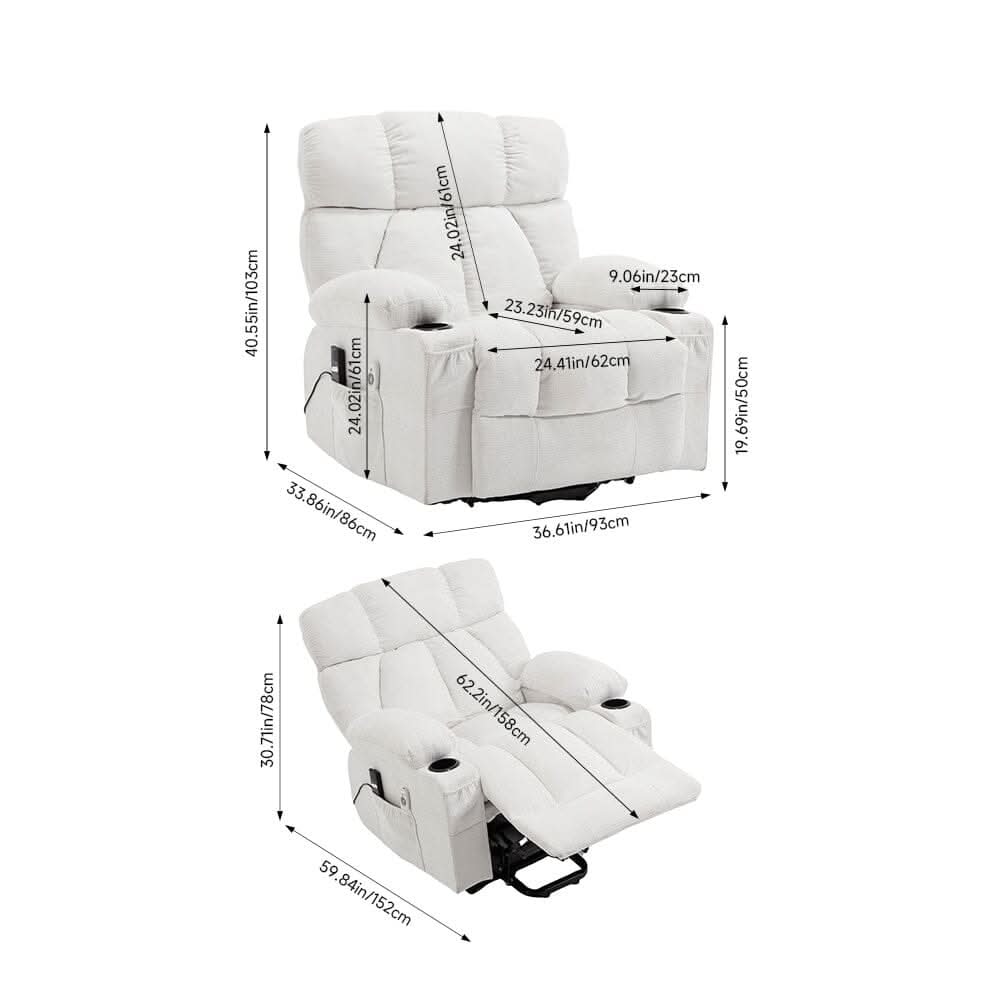 Electric Recliner Chair (Model 02) with Massage Heating Function and Cup Holders